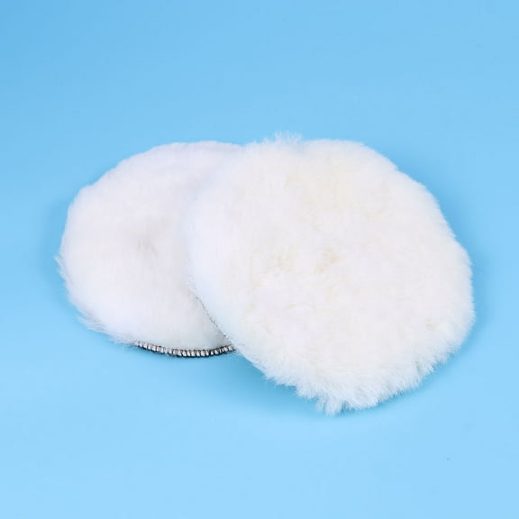 HEALEEP 5Pcs White Wool Polishing Pad Kit for Car Maintenance Wax Applicator Pads 6Inch