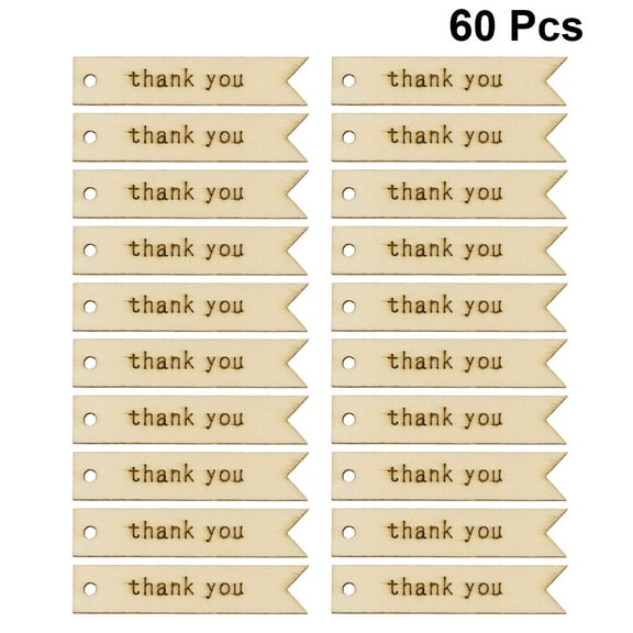 HEALEEP 60Pcs Wooden Hanging Tag Khaki Rectangular For Wedding Decorations And Handmade Accessories