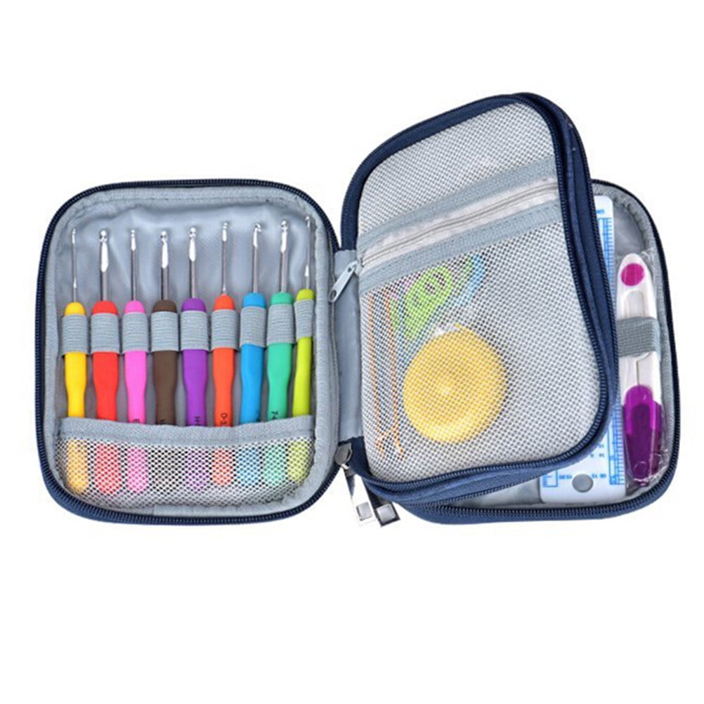 HEALEEP 72Pcs Crochet Sewing Needles for Yarn Pink Crochet Hooks Kit Ergonomic Handles Knitting Lovers
