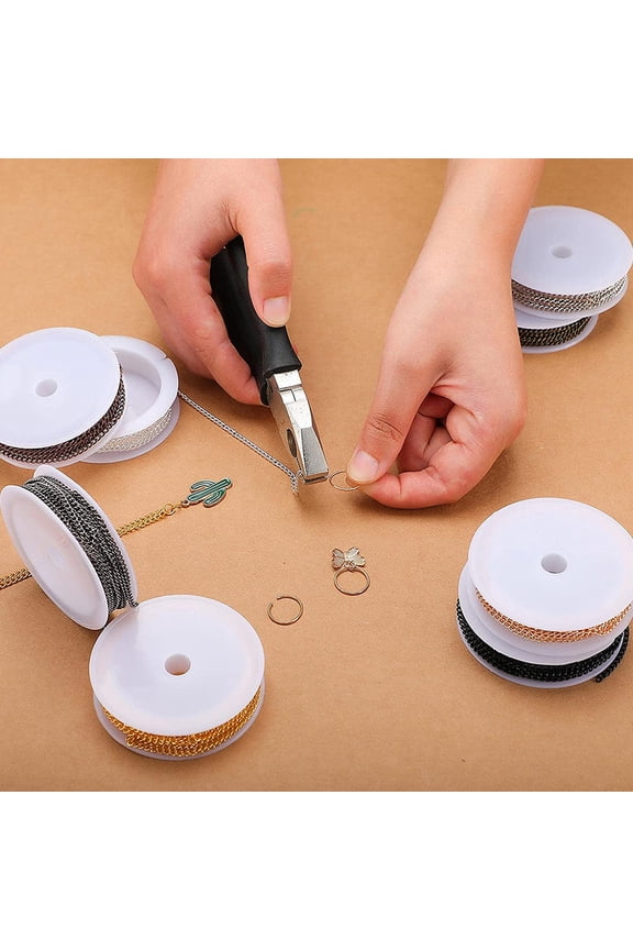 8 Rolls Diy Craft Chain Iron Jewelry Making Chains Assorted Color 300X0.2Cm