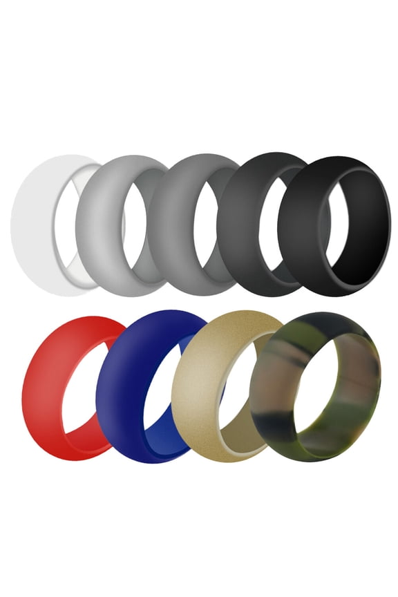 9Pcs Wedding Rings Simple Round Assorted Color Silicone Flexible for Housework