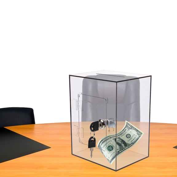HEALEEP Clear Acrylic Donation Box with Lock, Ballot Suggestion Ticket Box for Fundraising, Voting, and Charity Events