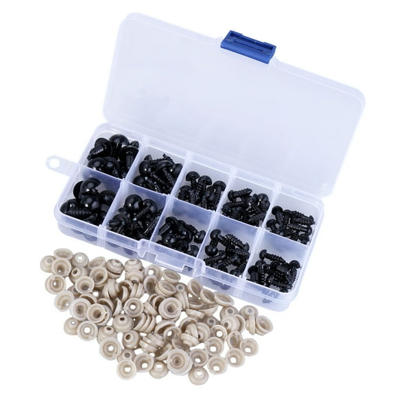 HEALEEP Black Round Buttons 2 Packs for Stuffed Animal Eyes Craft Eyeballs Plastic 0.47x0.47x0.47in