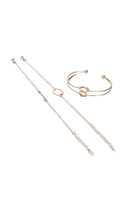 Bohemian Retro Golden Loop Bracelet 3Pcs Set Metal Material Women Jewelry present