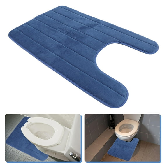 HEALEEP Washroom U Shape Toilet Feet Cushion Blue Polyester 1Pcs 31.5X19.7In