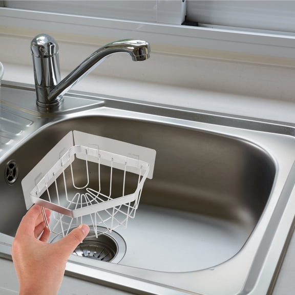 HEALEEP Kitchen Countertop Sponge Holder with Drain, Compact Sink Organizer Shelf for Travel and Home Use