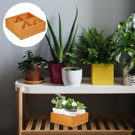 HEALEEP Divided Storage Box 1Pack 14X14X5In Chocolate Wood