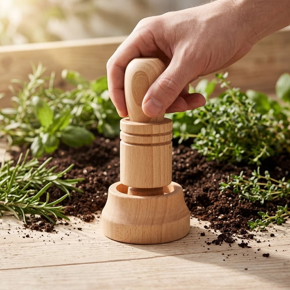 HEALEEP Wooden Paper Pot Maker for Gardening, 7.4x7.4x13.5in Seed Starter Tool, Planting Aid for