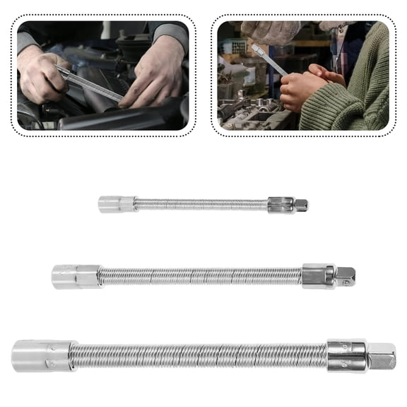 HEALEEP 3-Piece Flexible Socket Extension Bars Set, Cylindrical Steel for Mechanics and Projects