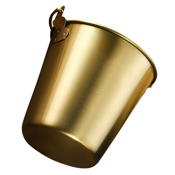HEALEEP Golden Stainless Steel Metal Bucket for Storage Use Multifunctional Snack and Ice Cube Holder 7.5x4.5 Inches