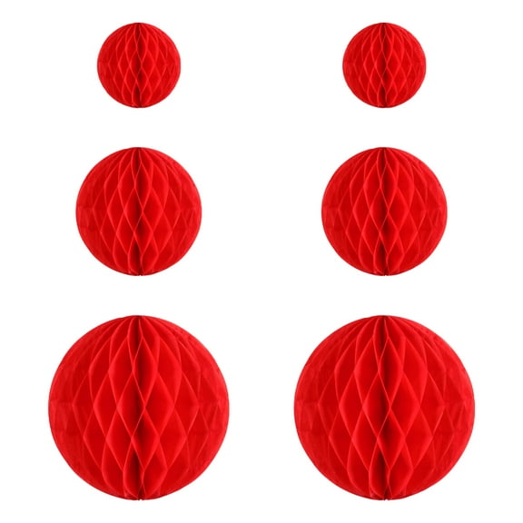 HEALEEP Hanging Red Honeycomb Decorations 6Pcs Round Paper for Wedding Celebration and