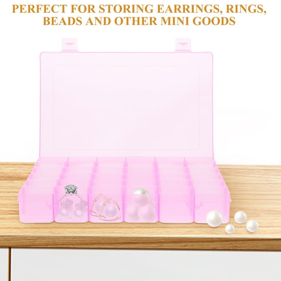 HEALEEP Jewelry Organizer Box 1Pcs Pink for Craft Storage with Adjustable Dividers and Portable Design Home Use