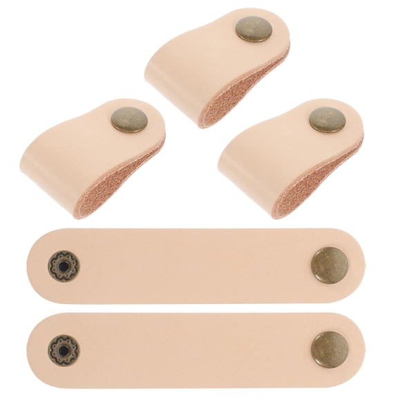 HEALEEP Leather Cord Organizer for Cable Management with Durable Cowhide Straps Light Yellow 5 Pieces