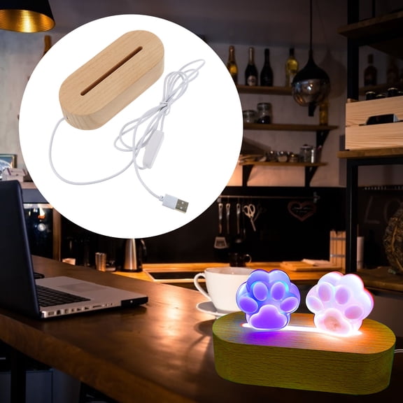 HEALEEP Light Base Holder Night Light Base Chocolate Warm Yellow Wood Plastic 1Set