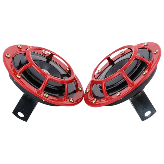 HEALEEP 2pcs Car Horns Aluminium Alloy Red Loud Sound Vehicle