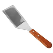 HEALEEP teppanyaki spatula Stainless Steel Wood Handle Three-Sided Cooking Tool 1 Pack