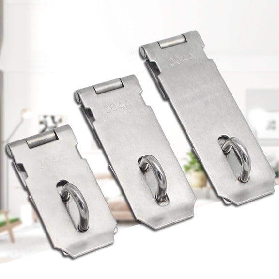 HEALEEP Padlock Latch 2Pcs 304 Stainless Steel Door Hasp for Fastening Storage Containers Silver 15.9x3.9x1cm