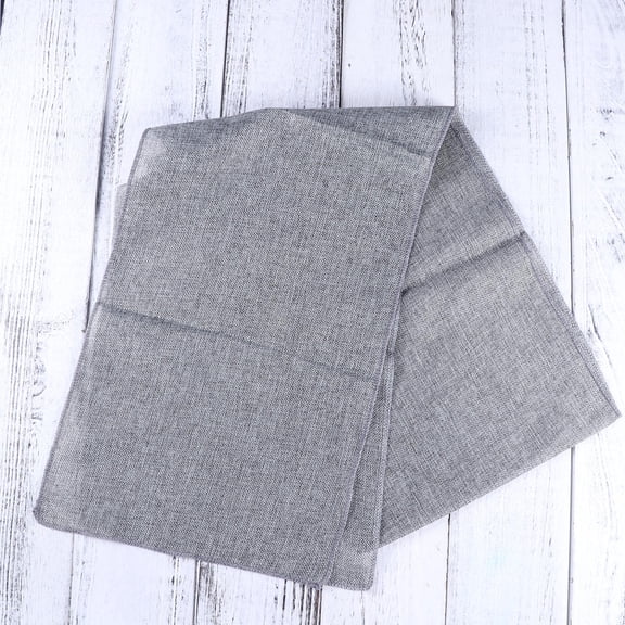 HEALEEP Party Table Runner 1Pack 180x30x0.5in Gray Polyester Burlap Jute Imitated Linen Rustic