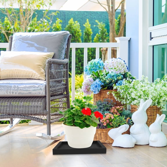 HEALEEP Plant Pot Saucer Square Imitation Cement Planter Tray