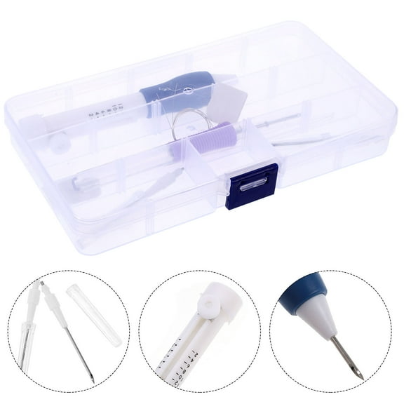 HEALEEP Punch Embroidery Needle Set with Storage Box for Crafting Assorted Color Lightweight Plastic and Metal 5.5 Inches