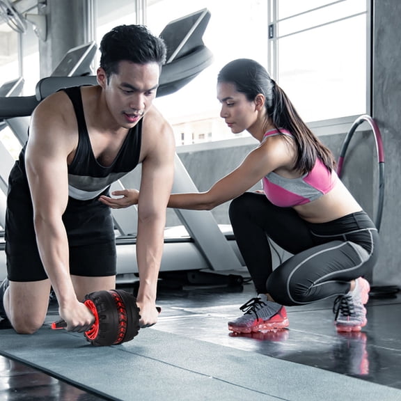 HEALEEP Red Roller Wheel 1 Set for Abdominal Exercise and Strength Training 7.1x7.1x5.9in