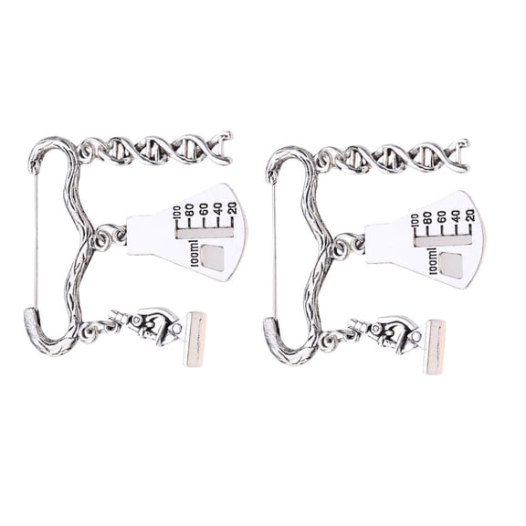 HEALEEP Round Brooch Pin Badge 2Pcs For Graduation Season Simple Style Silver Alloy