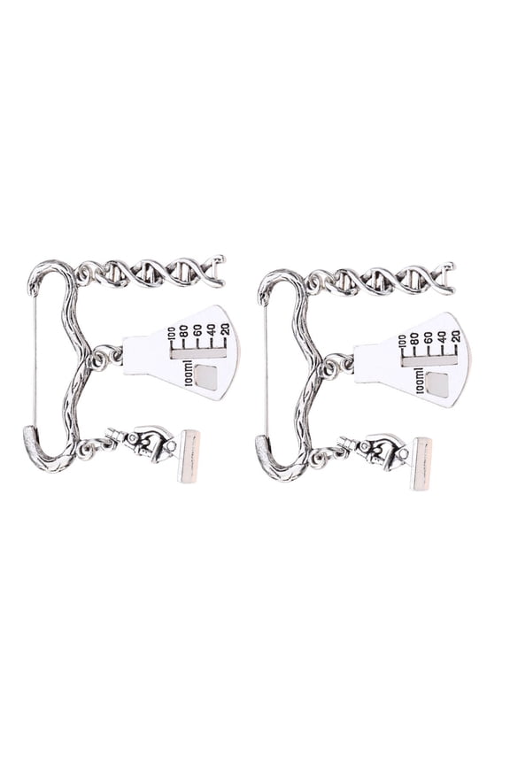Round Brooch Pin Badge 2Pcs For Graduation Season Simple Style Silver Alloy