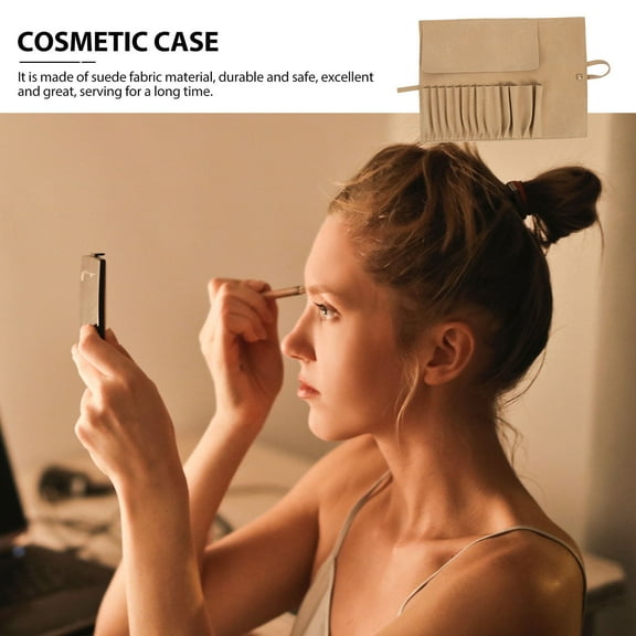 HEALEEP Round Chocolate Velvet Deer Skin Makeup Brush Storage Holder 1Piece