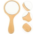 thumbnail image 1 of HEALEEP Small Handheld Hand Mirror 1Pack Portable Mirror Khaki Wood Glass Simple Design Bedroom Use, 1 of 8