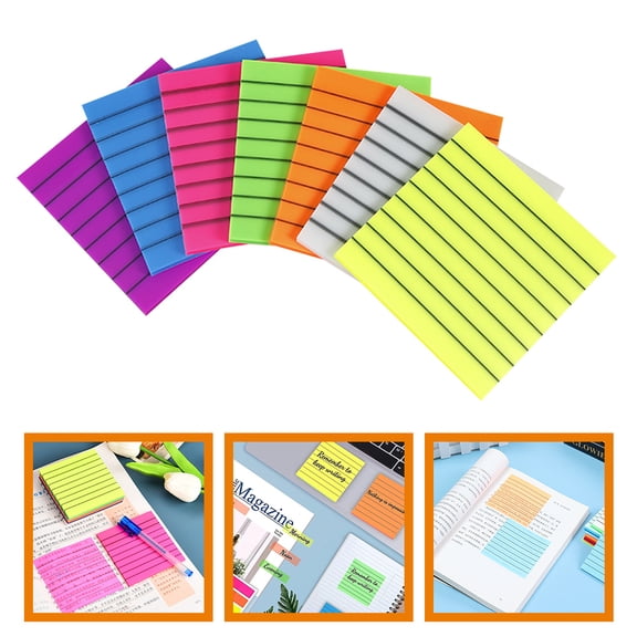 HEALEEP Translucent Memo Note Pads Stickers for Home Office Use, Portable PVC, Assorted Colors, 7-Pack Books