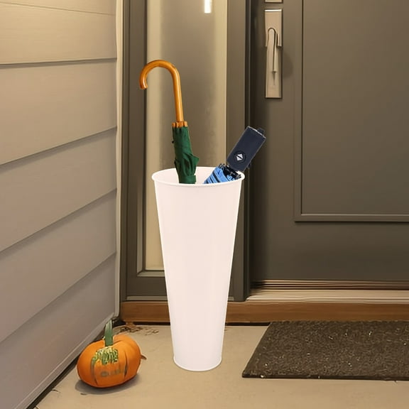 HEALEEP White Iron Umbrella Stand with Bottom Space for Moisture Storage and Home Decoration Fits Corners 10.5x10.5x24H