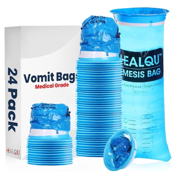 Hospital Vomit Bags - 24 Pack 1000ml Car Throw-Up Bags - Airsick & Motion Sickness Relief - Leak-Resistant Medical-Grade Disposable Barf Bags