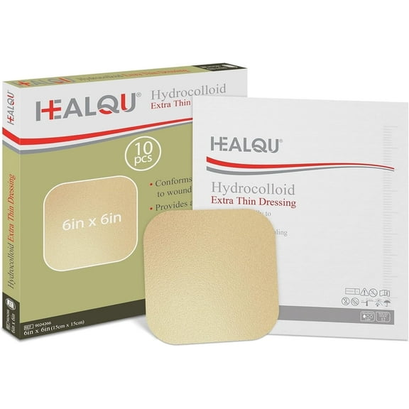 HEALQU Hydrocolloid Extra Thin Dressing 6x6 - 10 Count