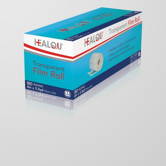 HEALQU Tattoo Aftercare Waterproof Bandage, 6" x 5.5yd Transparent Film Roll – Breathable Stretch Adhesive Second Skin for Healing, Protective & Hygienic Wrap, Tattoo and Medical Use