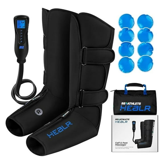 HEALR Leg Massager: Calf & Foot Circulation, Heat, Cold & Compression - Relieve Pain, Improve Recovery - Adjustable Intensity & Timer