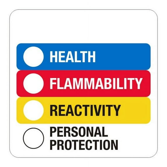 HEALTH - FLAMMABILITY - REACTIVITY - PERS PROTECTION Label, 2" x 2", Disp Bx-500