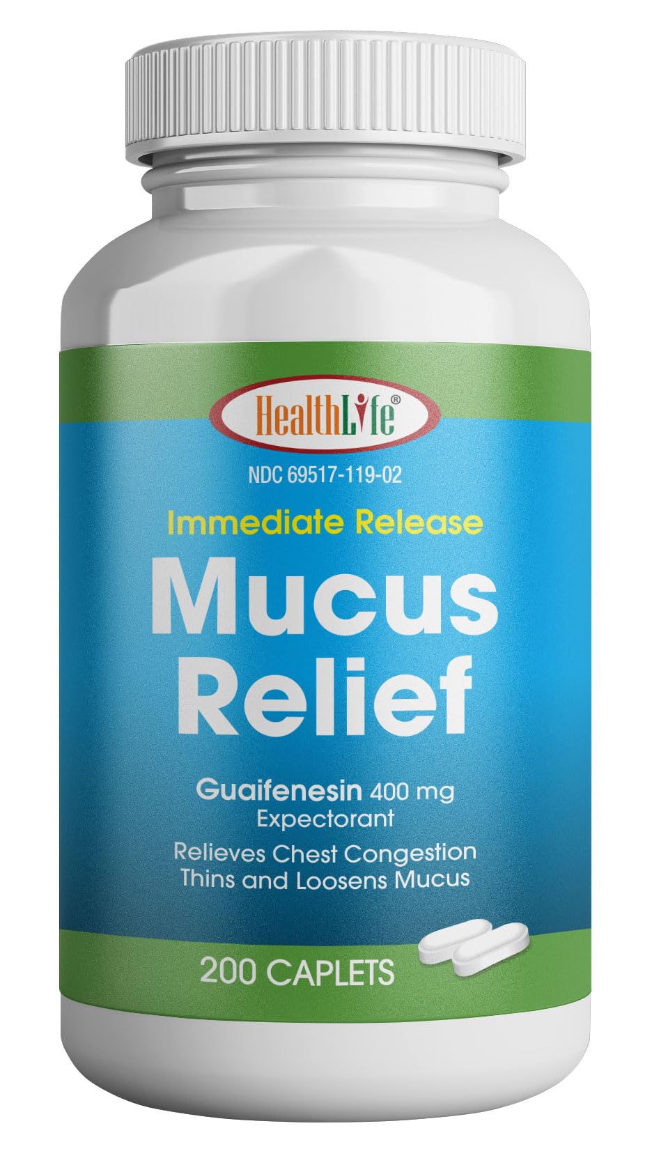 HEALTH LFE Mucus Relief Guaifenesin Caplets 400 mg, Release Fast Acting