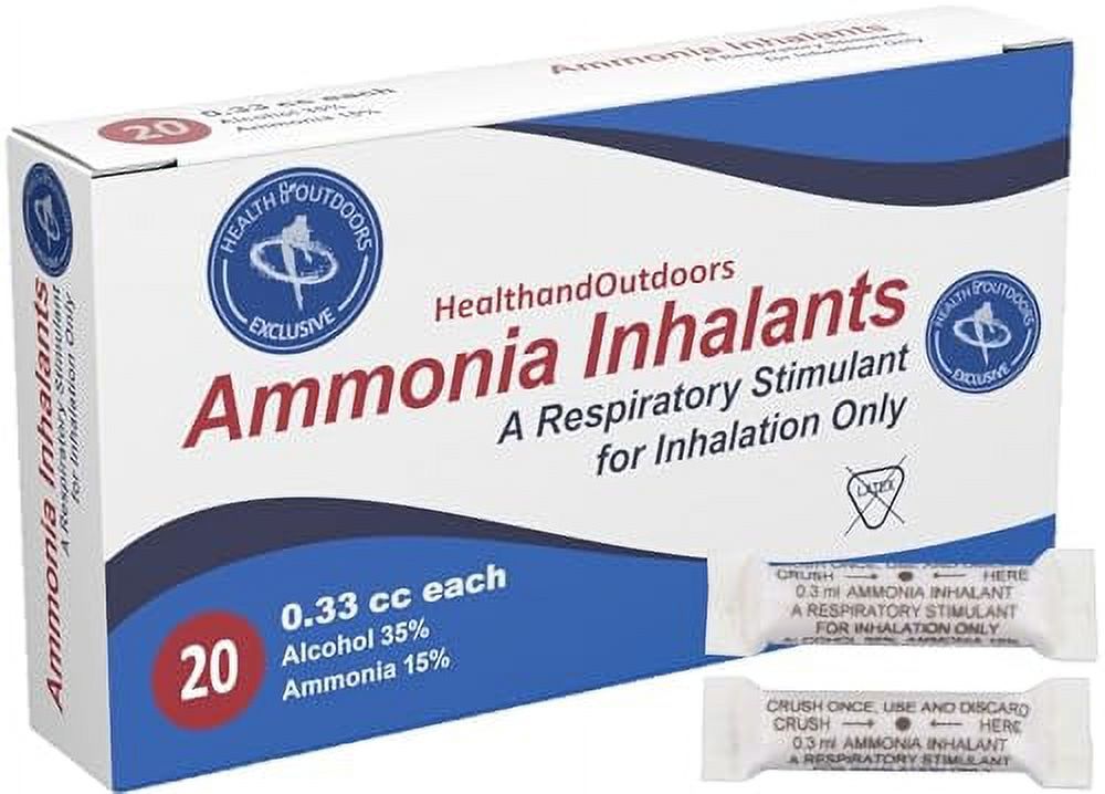 HEALTH & OUTDOORS Ammonia Inhalant Respiratory Stimulant, 20 Count