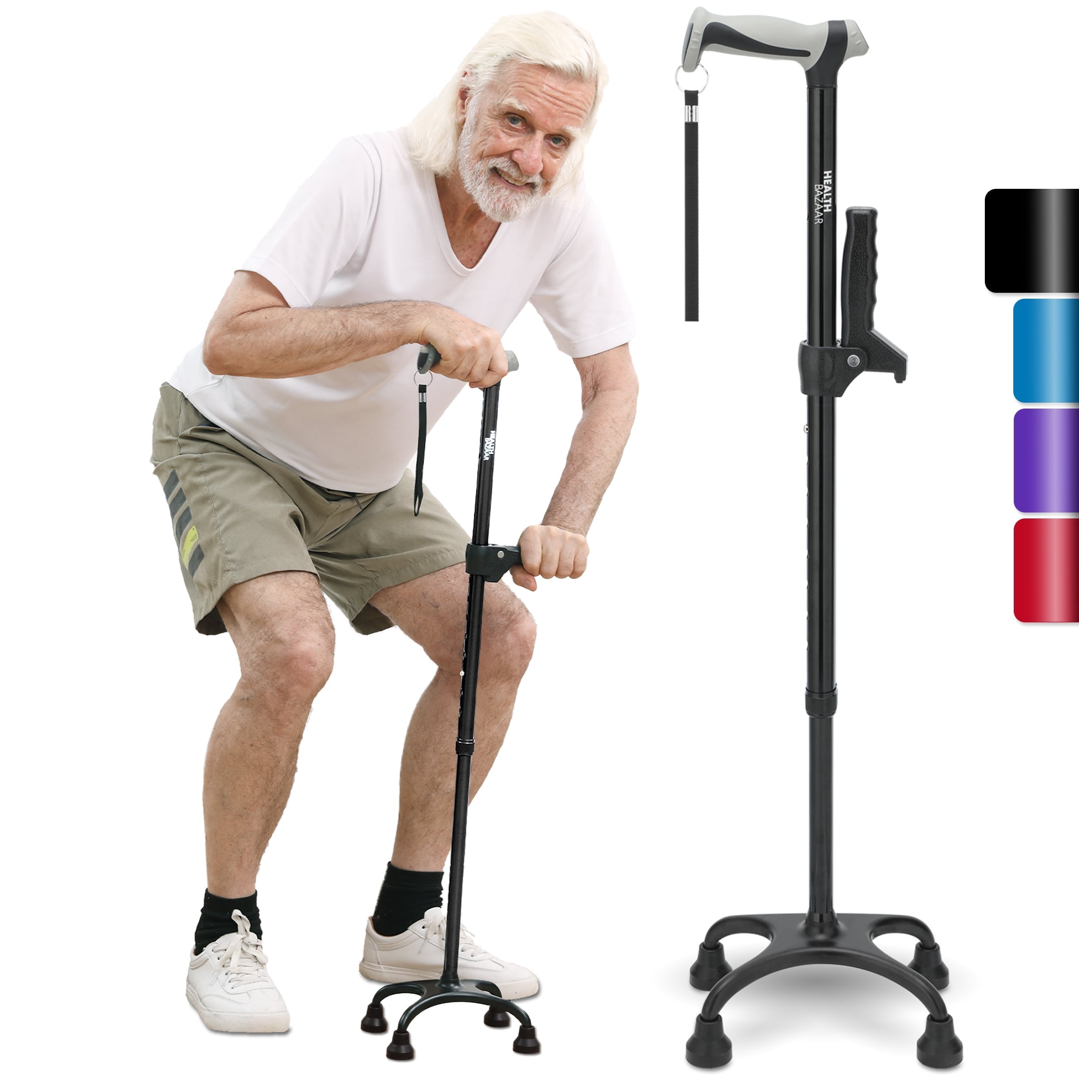 HEALTHBAZAAR Quad Cane Walking Cane for Women & Men for Balance ...