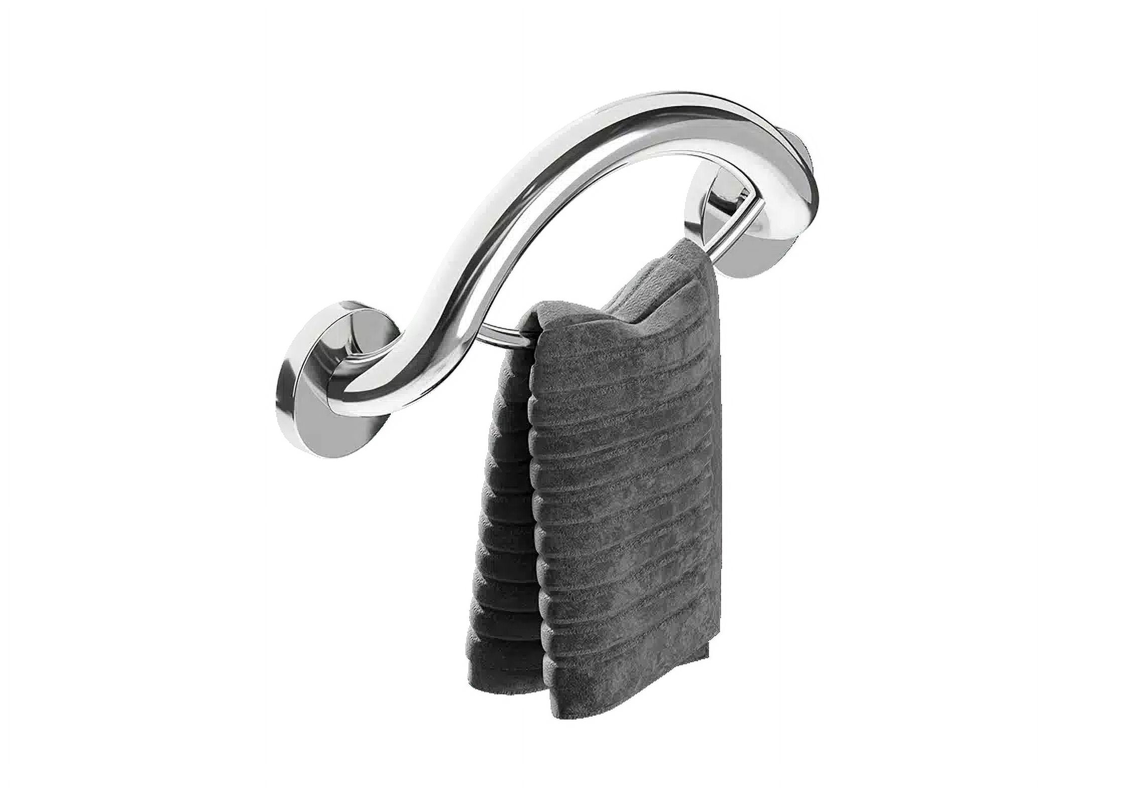 Matte Black Stainless Steel Bathroom Safety Grab Bar and Towel Ring