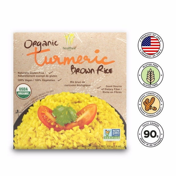 HEALTHEE Organic Turmeric Brown Rice - 3 bowls x 216 grams (7.6 oz.)
