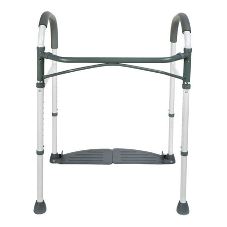HEALTHLINE Aluminum Toilet Frame With Foot Plate, Convenient Foldable Frame With Support Bars
