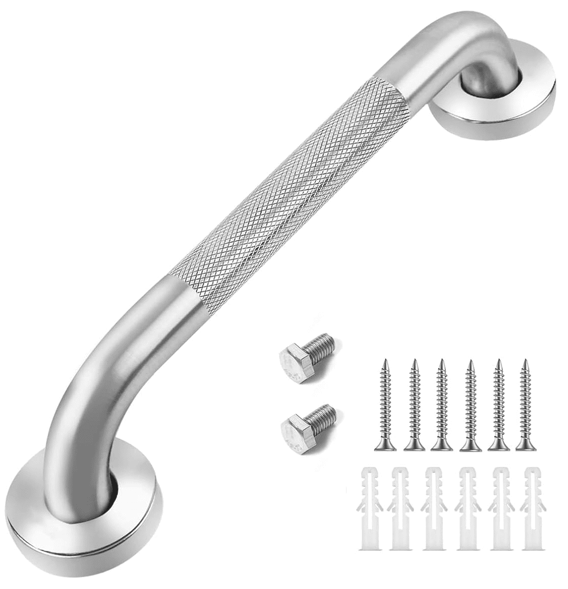 HEALTHLINE Grab Bar for Bathroom 12 inch, Bathroom Safety Bars Showers and Walls, Bathtub Safety Rail Shower Grab Bars Chrome Bath Handle for Elderly, Seniors, Disabled, ADA, Knurled Chrome (12 inch)