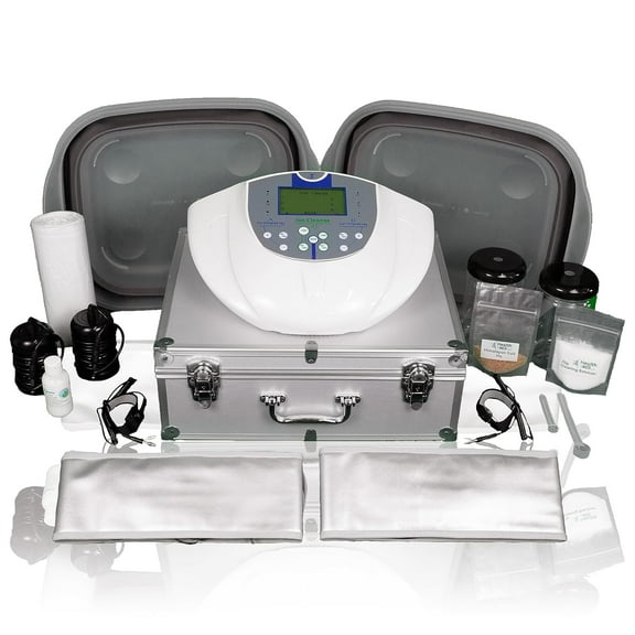 HEALTHandMED IonizeMe Pro Dual Foot Bath System - 15 Volts, 3 Amperes Ionic Foot Bath Detox Machine (Starter Package) with FIR Belt and Heavy Duty Case