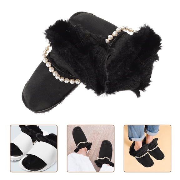 HEANUJJ 1Pair Black Detachable Warm Winter Lint Shoe Inserts Soft Comfortable Insole Replacement