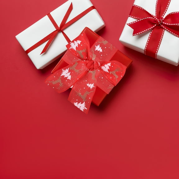HEANUJJ Red Wired Edge Polyester Ribbon for Christmas Wrapping, Holiday Decorations, Crafting, Festive Packaging, and Seasonal Wrap