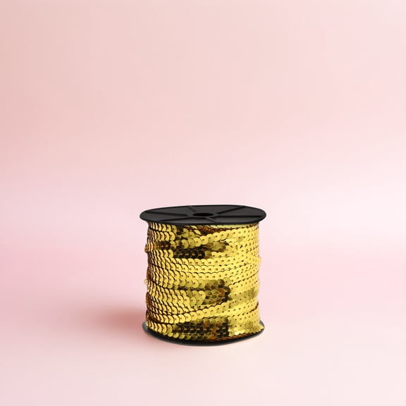 HEANUJJ 1 Roll Old Coin Shape Sequin Tassel Trim Gold Sequin Ribbon Golden PVC For Handmade Items