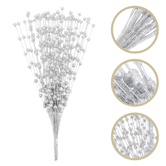 HEANUJJ 1Set Shiny Plated Silver Berry Branches for Christmas Wreath and Bouquet Crafting