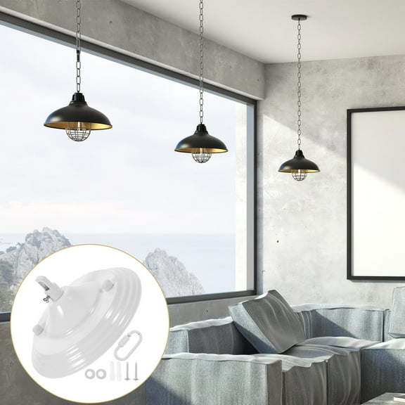 HEANUJJ 1 Set White Round Metal Ceiling Light Canopy Base Farmhouse Style