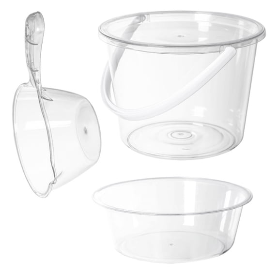 HEANUJJ 1Set Large Capacity Plastic Bucket Transparent with Handle for Storage